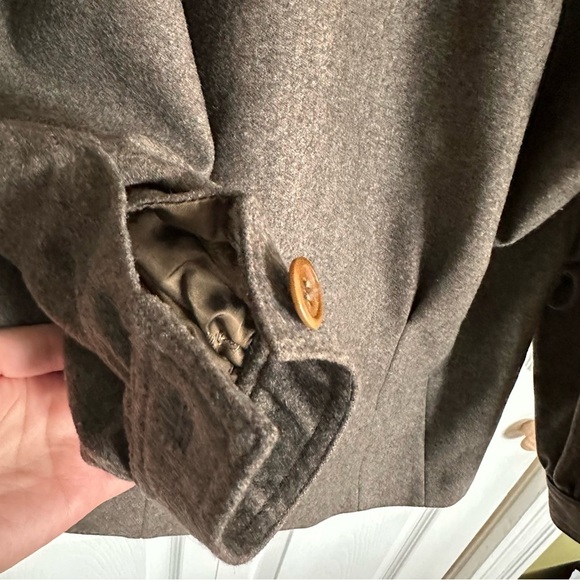 Vintage Gucci Wool blazer Leather Trim 48 Dolman Sleeve - Picture 6 of 15